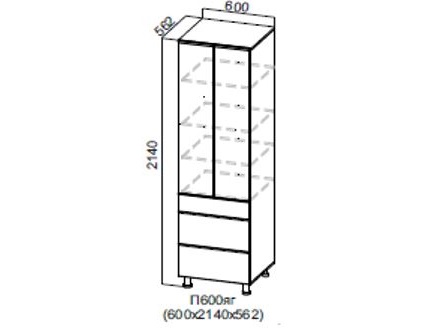 Пенал с ящиками глухой 600 П600яг Модерн 600х2140х562